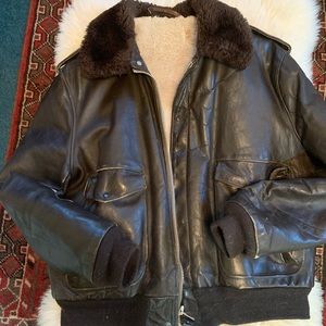 Vintage leather bomber jacket